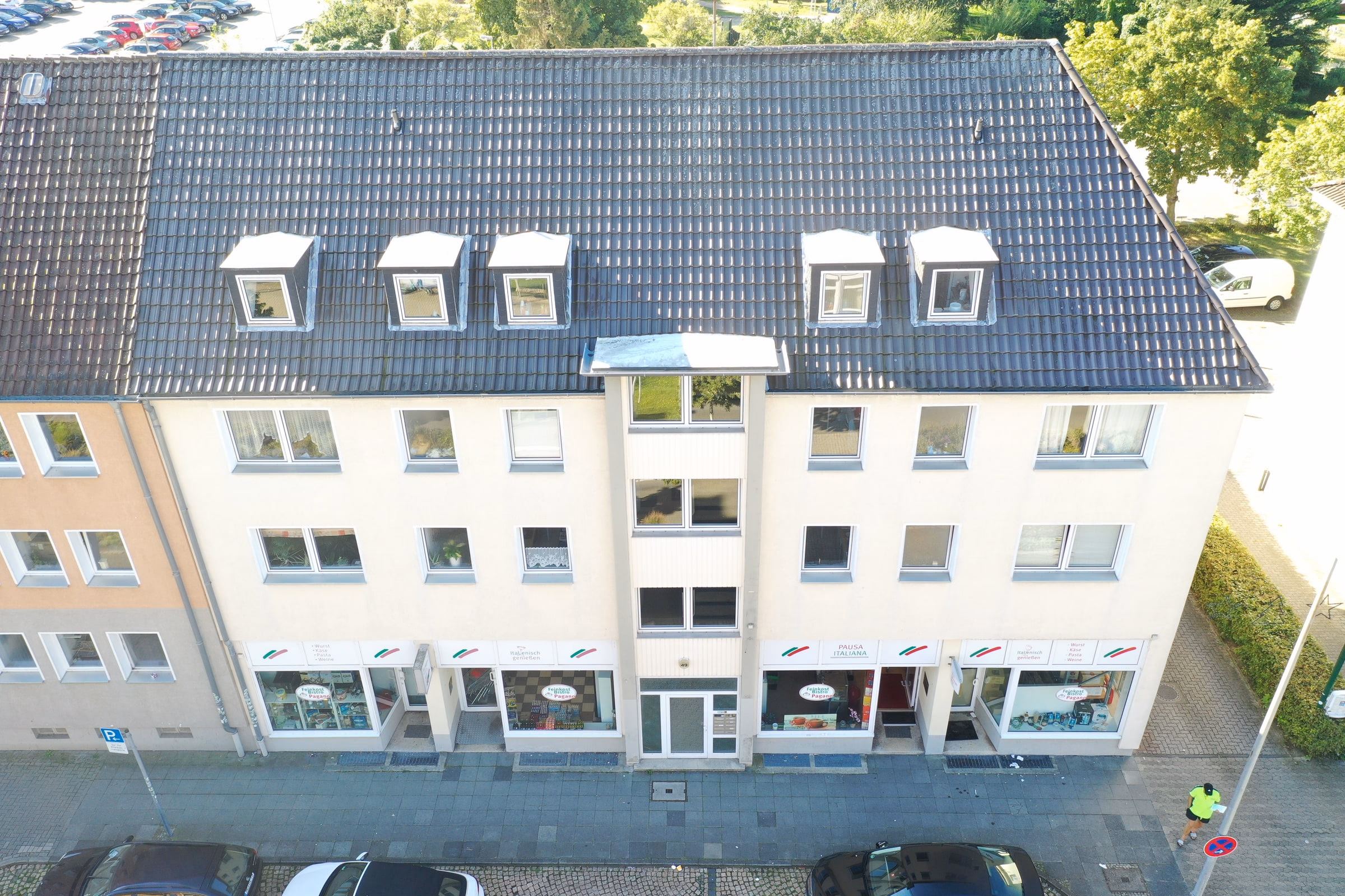 Luftaufnahme der Kleiststraße 49 mit Hinterhof