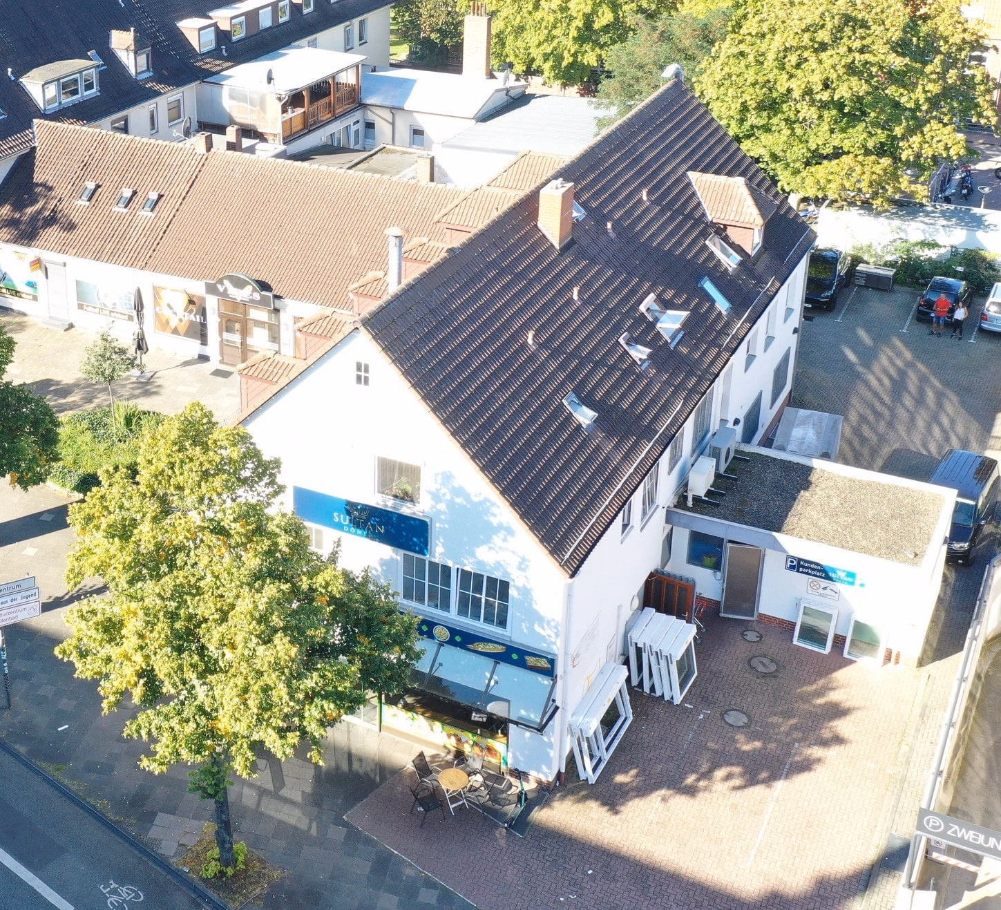 Drohnenaufnahme der Hofseite